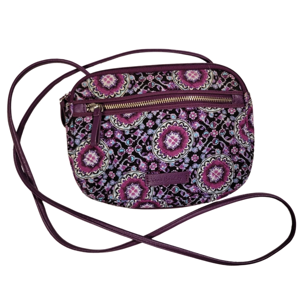 Vera Bradley RFID Little Crossbody Bag Purse Lilac Medallion Purple Floral